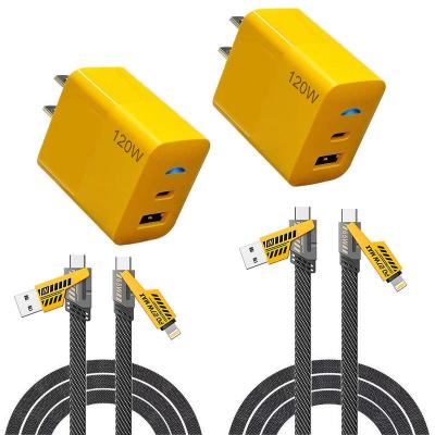 120W Fast Charger Adapter with 4-in-1 USB C Cable 5FT Fast Charging Cord